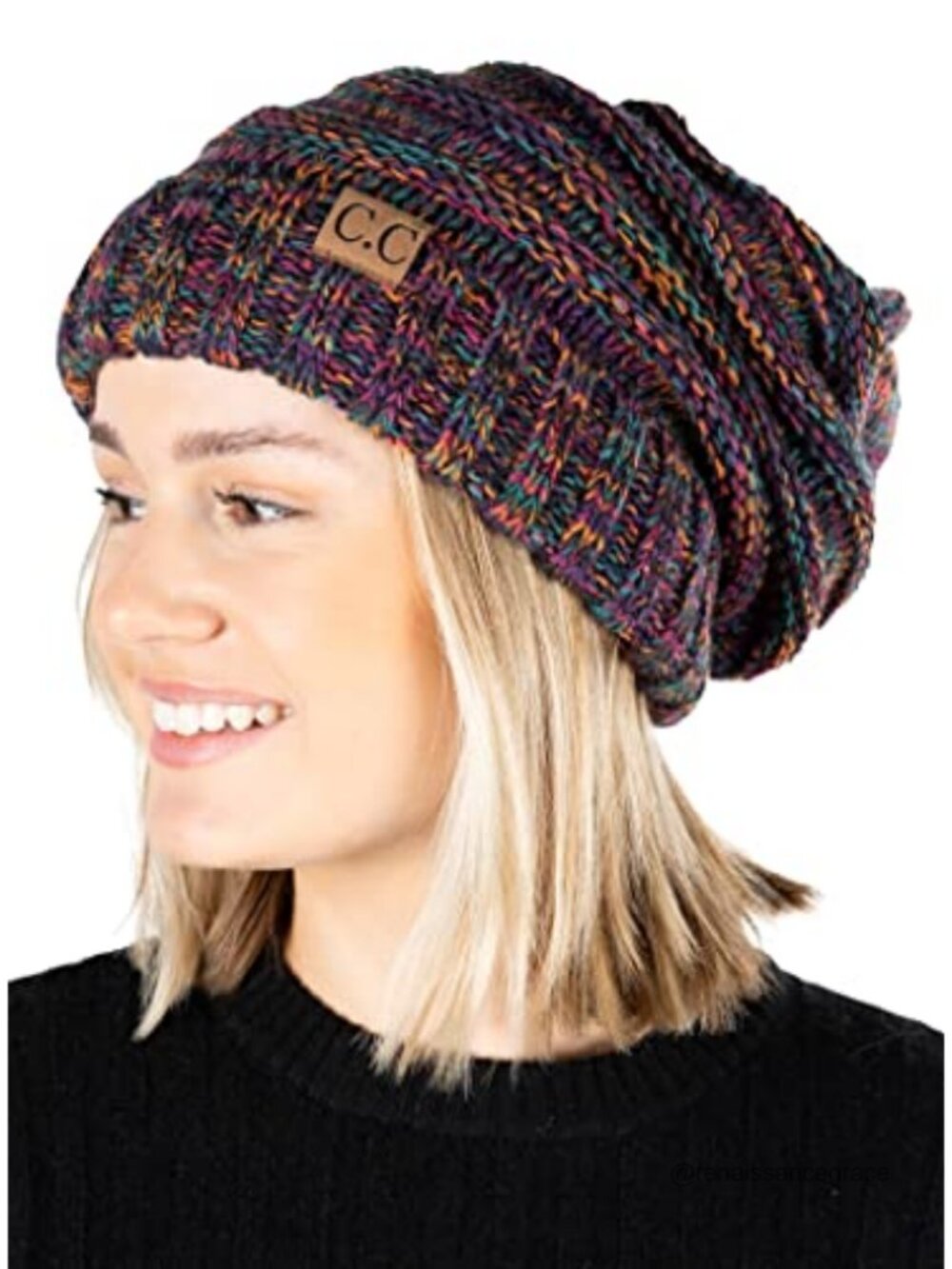 Acrylic Chunky Cable Knit Slouchy Beanie Hat Oversized Winter Women